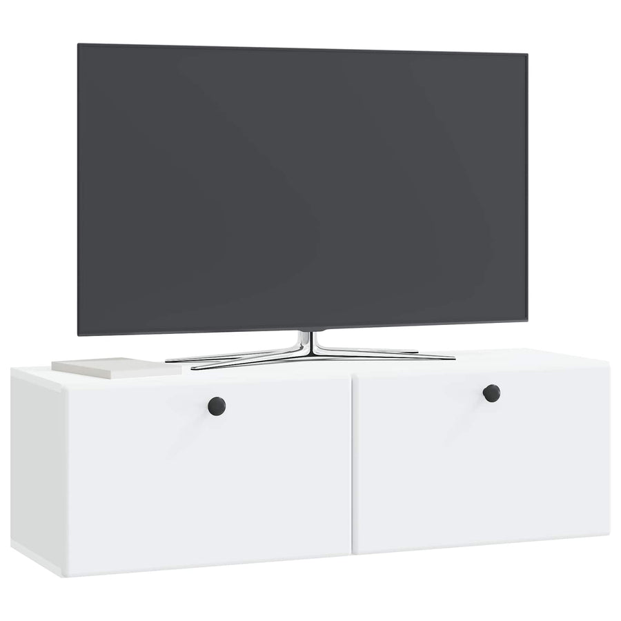 Wandbeugel TV-kast 98 x 31 x 30 cm Wit Bewerkt hout