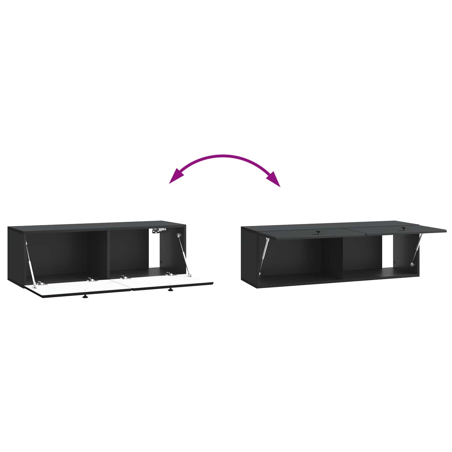Wandbeugel TV-kast Zwart 98 x 31 x 30 cm Bewerkt hout