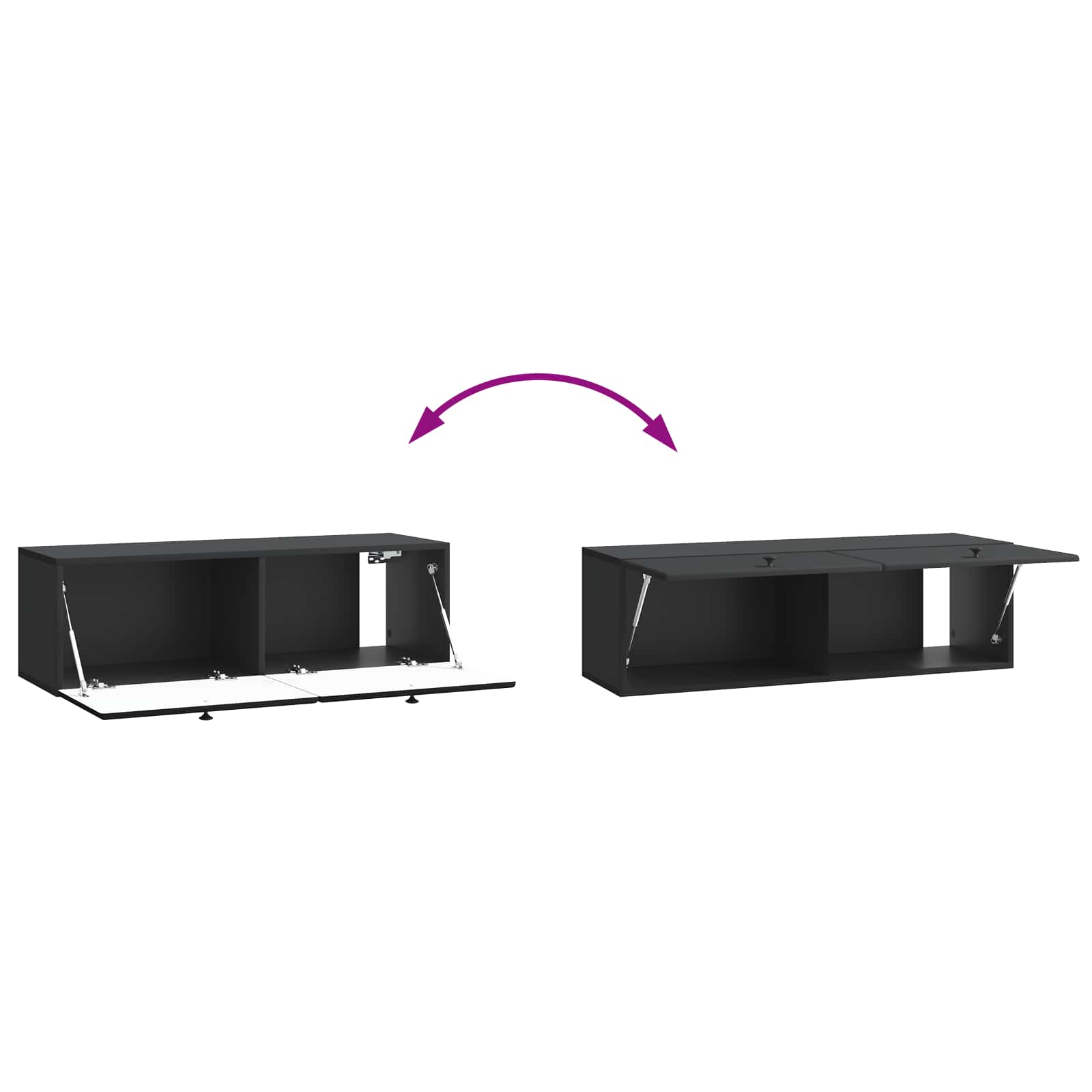 Wandbeugel TV-kast Zwart 98 x 31 x 30 cm Bewerkt hout