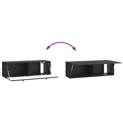 Wandbeugel TV-kast Zwart 98 x 31 x 30 cm Bewerkt hout