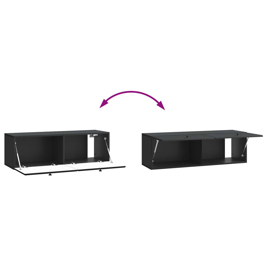 Wandbeugel TV-kast Zwart 98 x 31 x 30 cm Bewerkt hout