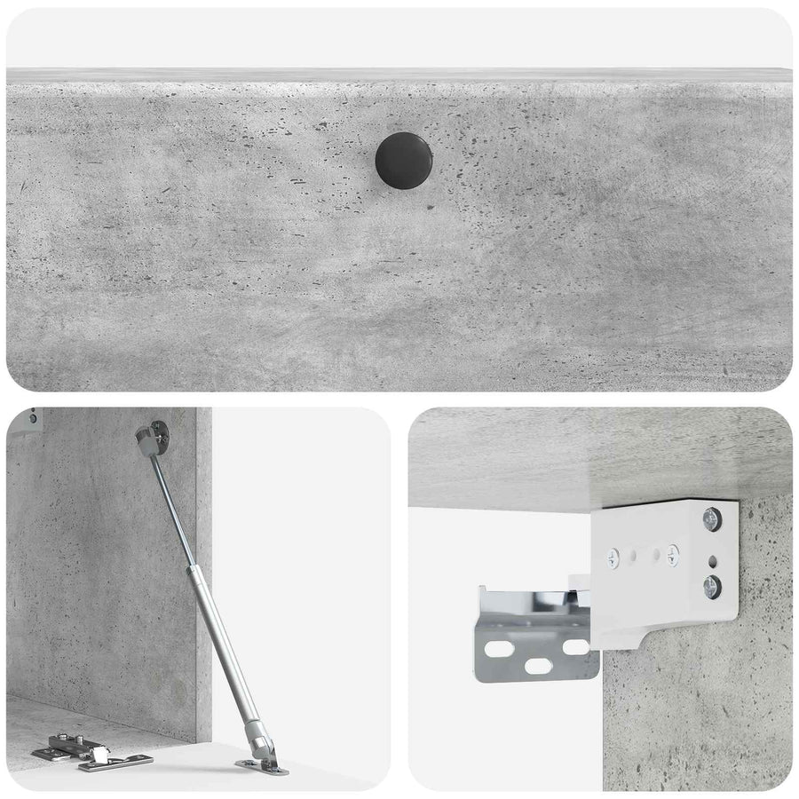Wandbeugel TV-kast Betongrijs 98 x 31 x 30 cm Bewerkt hout