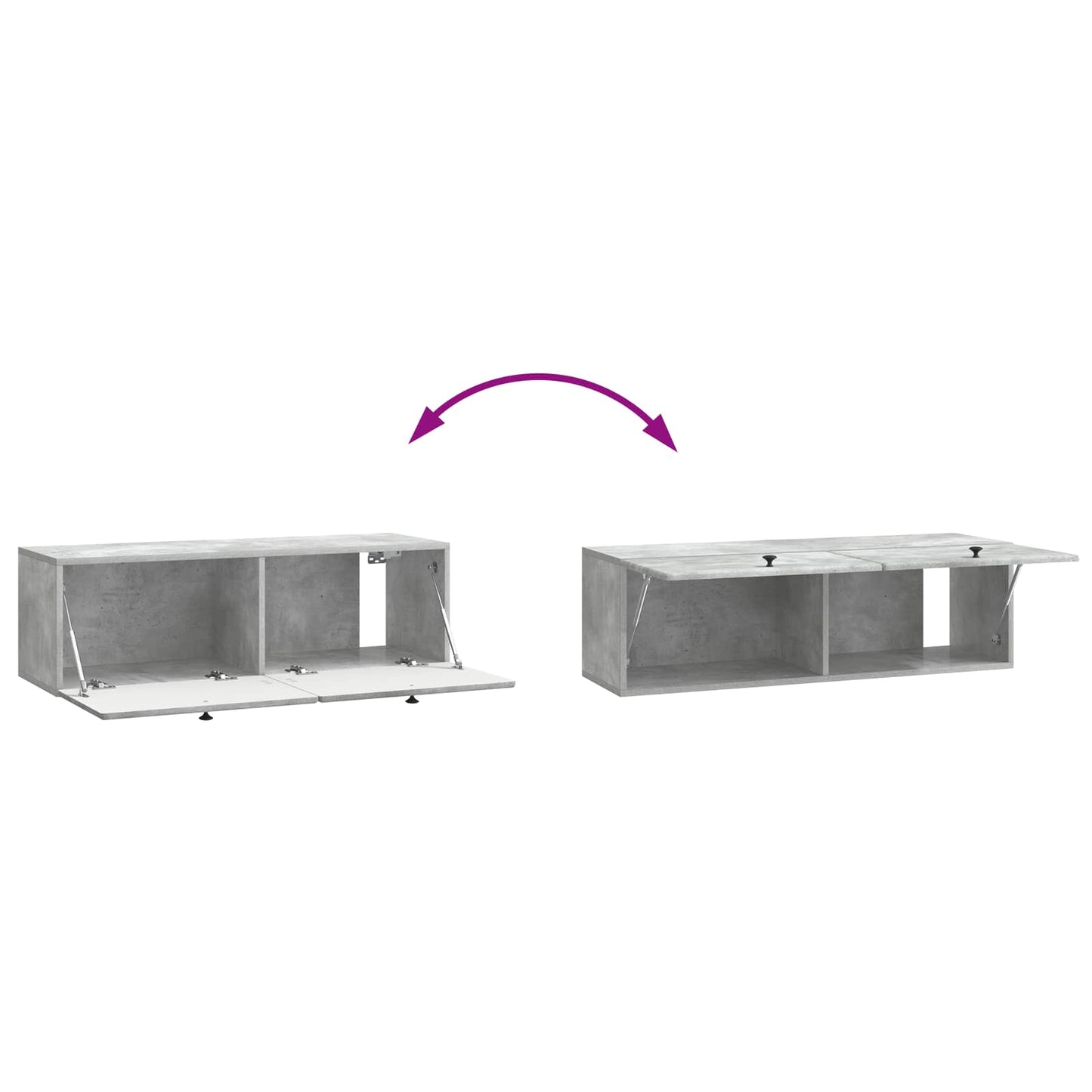 Wandbeugel TV-kast Betongrijs 98 x 31 x 30 cm Bewerkt hout