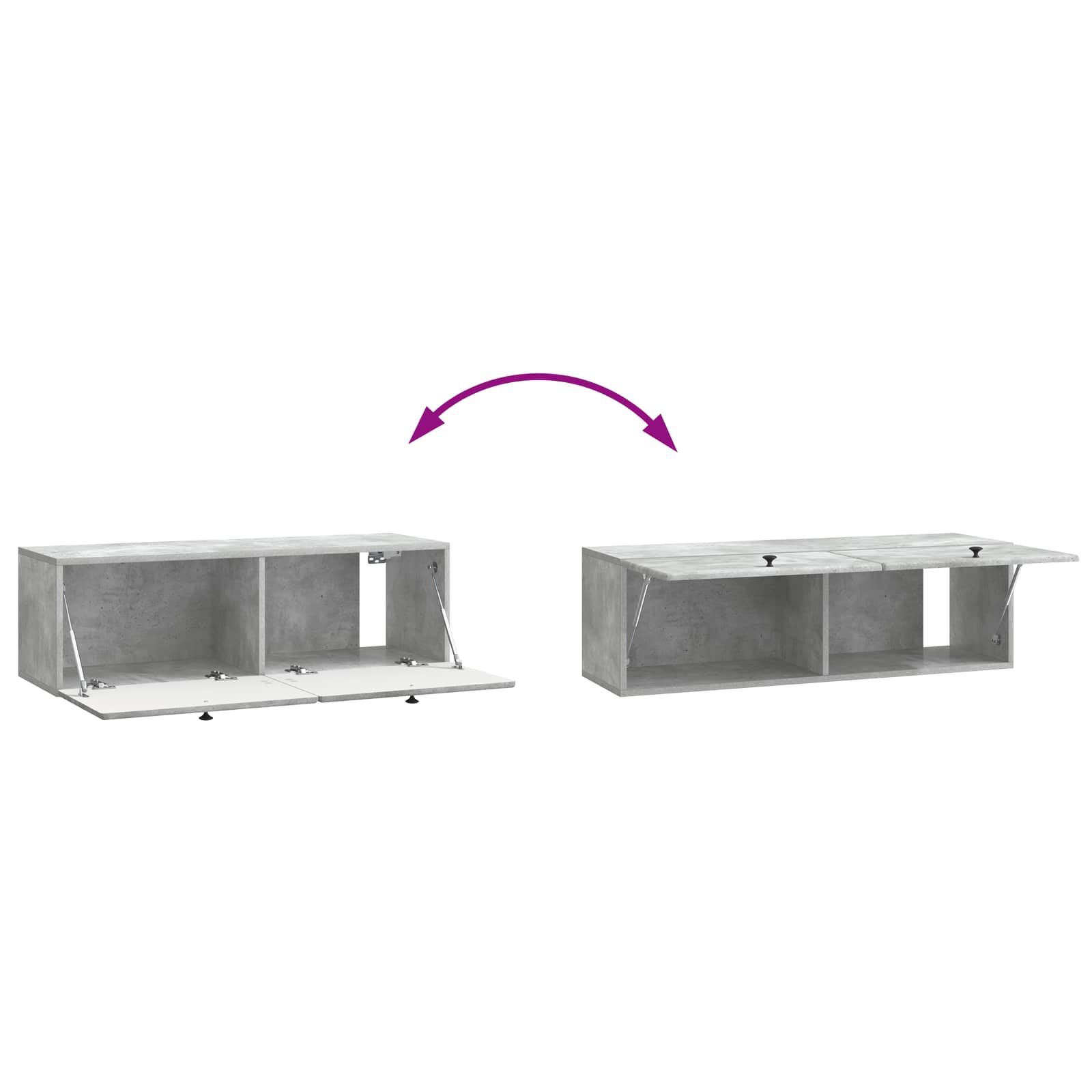 Wandbeugel TV-kast Betongrijs 98 x 31 x 30 cm Bewerkt hout