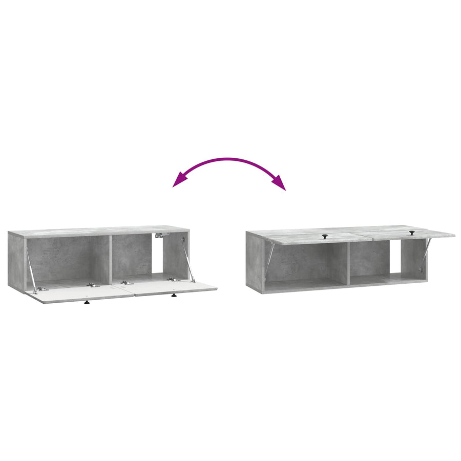 Wandbeugel TV-kast Betongrijs 98 x 31 x 30 cm Bewerkt hout