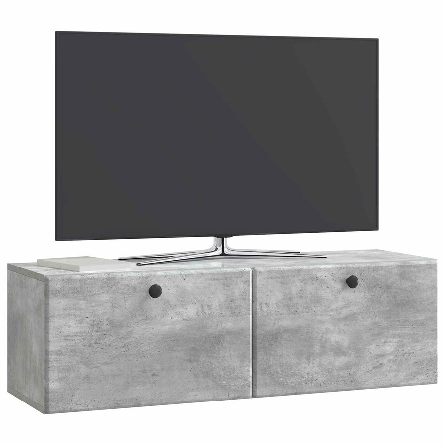 Wandbeugel TV-kast Betongrijs 98 x 31 x 30 cm Bewerkt hout