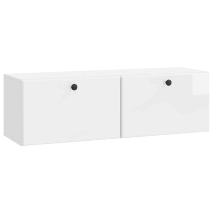 Wandbeugel TV-kast Hoogglans Wit 98 x 31 x 30 cm Bewerkt hout