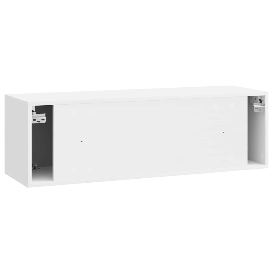 Wandbeugel TV-kast Hoogglans Wit 98 x 31 x 30 cm Bewerkt hout