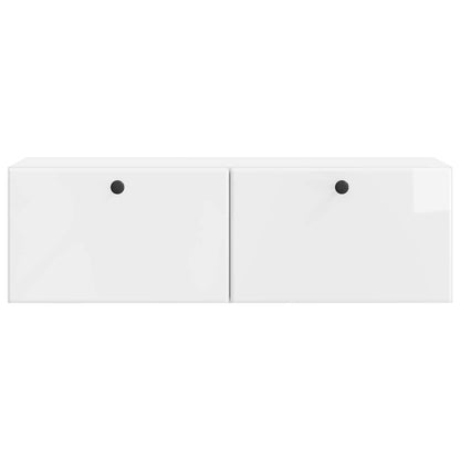 Wandbeugel TV-kast Hoogglans Wit 98 x 31 x 30 cm Bewerkt hout