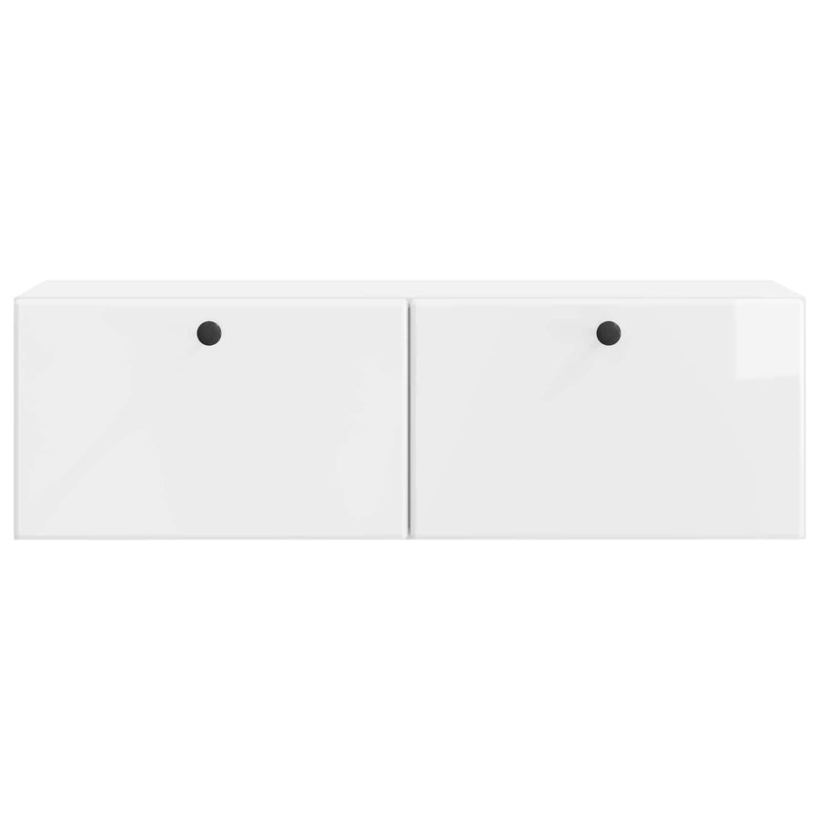 Wandbeugel TV-kast Hoogglans Wit 98 x 31 x 30 cm Bewerkt hout