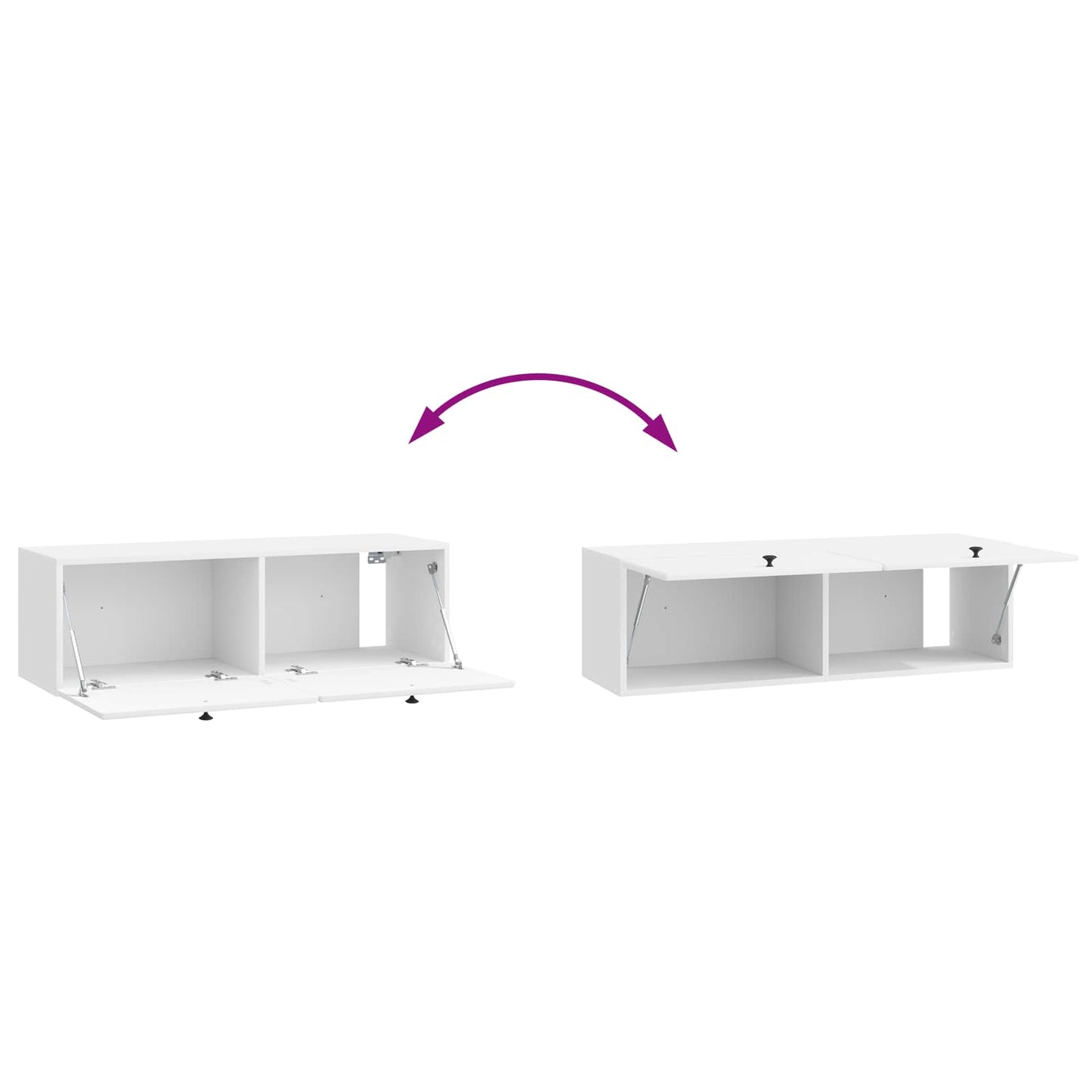 Wandbeugel TV-kast Hoogglans Wit 98 x 31 x 30 cm Bewerkt hout