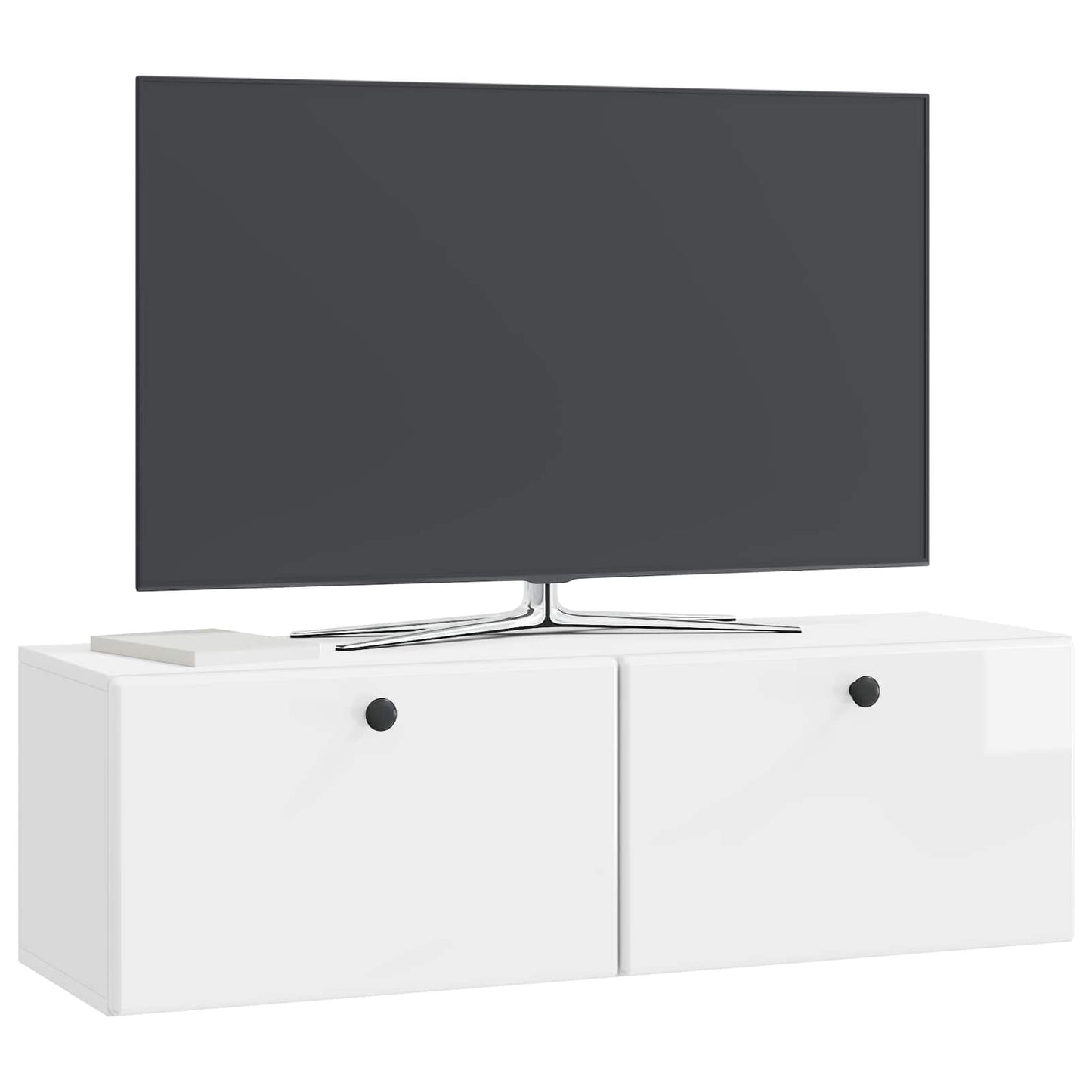 Wandbeugel TV-kast Hoogglans Wit 98 x 31 x 30 cm Bewerkt hout