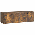 Wall-mounted TV cabinet Smoked oak 98 x 31 x 30 cm Engineered wood