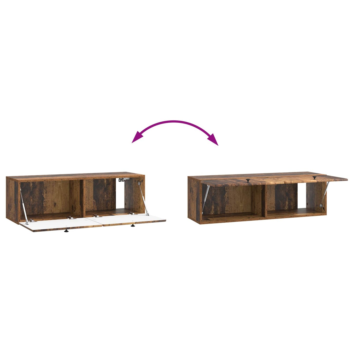 Wandbeugel TV-kast Oud hout 98 x 31 x 30 cm Bewerkt hout