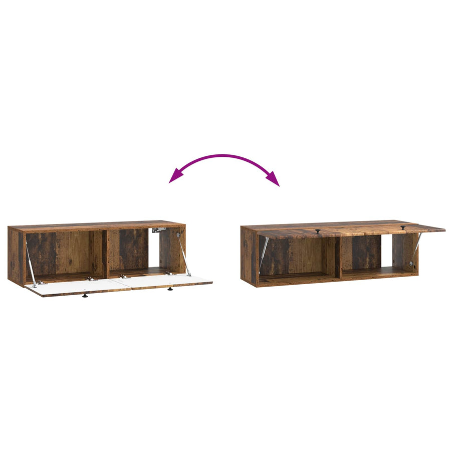 Wandbeugel TV-kast Oud hout 98 x 31 x 30 cm Bewerkt hout