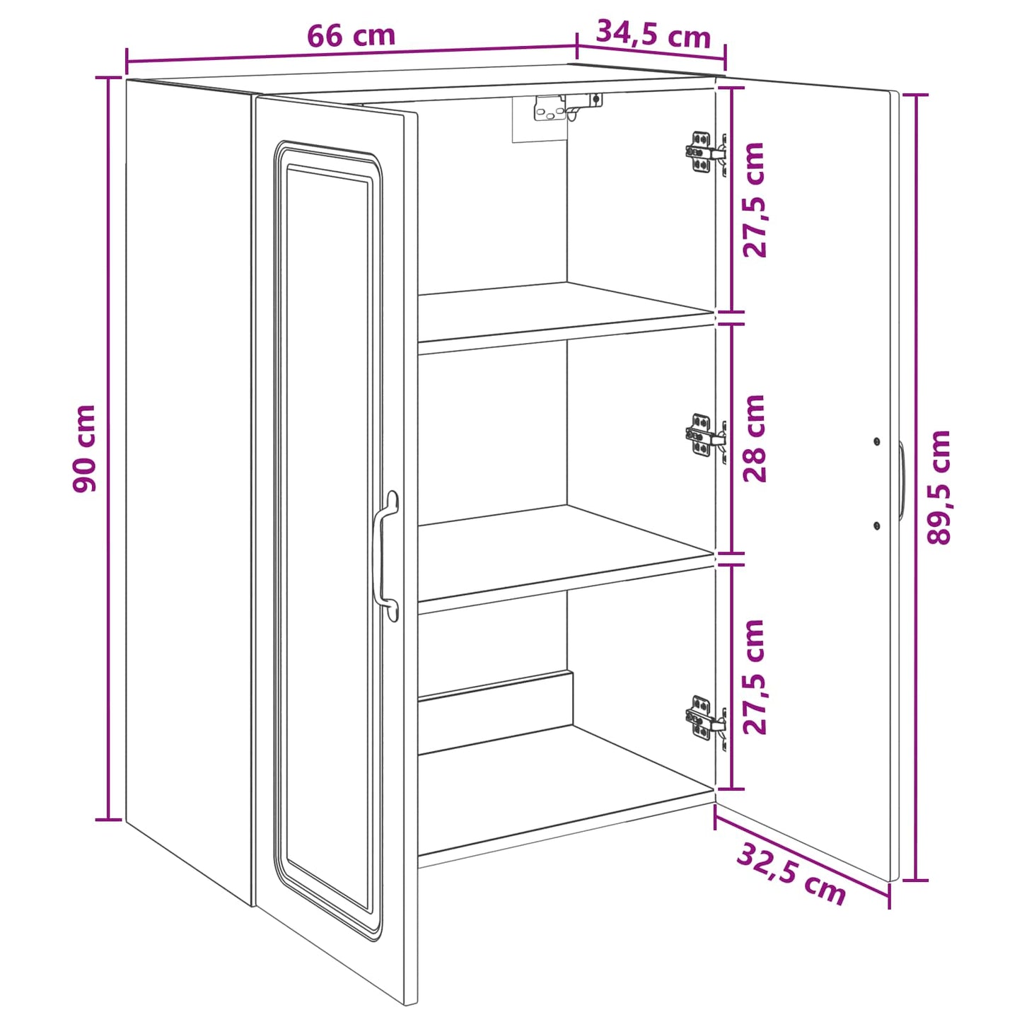Wandkast Sonoma Eiken 66 x 34,5 x 90 cm Bewerkt hout