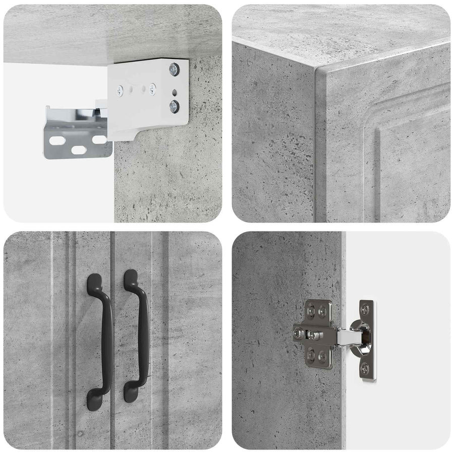 Wandkast Betongrijs 66 x 34,5 x 90 cm Bewerkt hout
