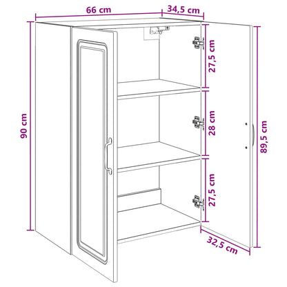 Wandkast Hoogglans Wit 66 x 34,5 x 90 cm Bewerkt hout