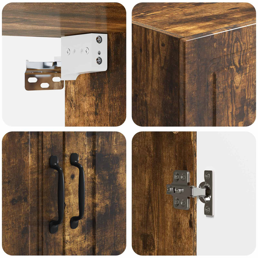 Wandkast Gerookt eiken 66 x 34,5 x 90 cm Bewerkt hout