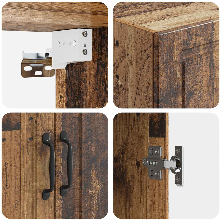 Wandkast Oud hout 66 x 34,5 x 90 cm Bewerkt hout