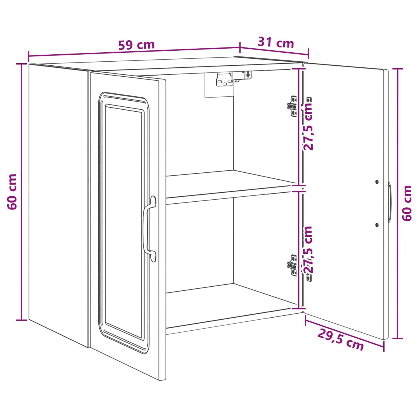 Wandkast Oud hout 59 x 31 x 60 cm Bewerkt hout