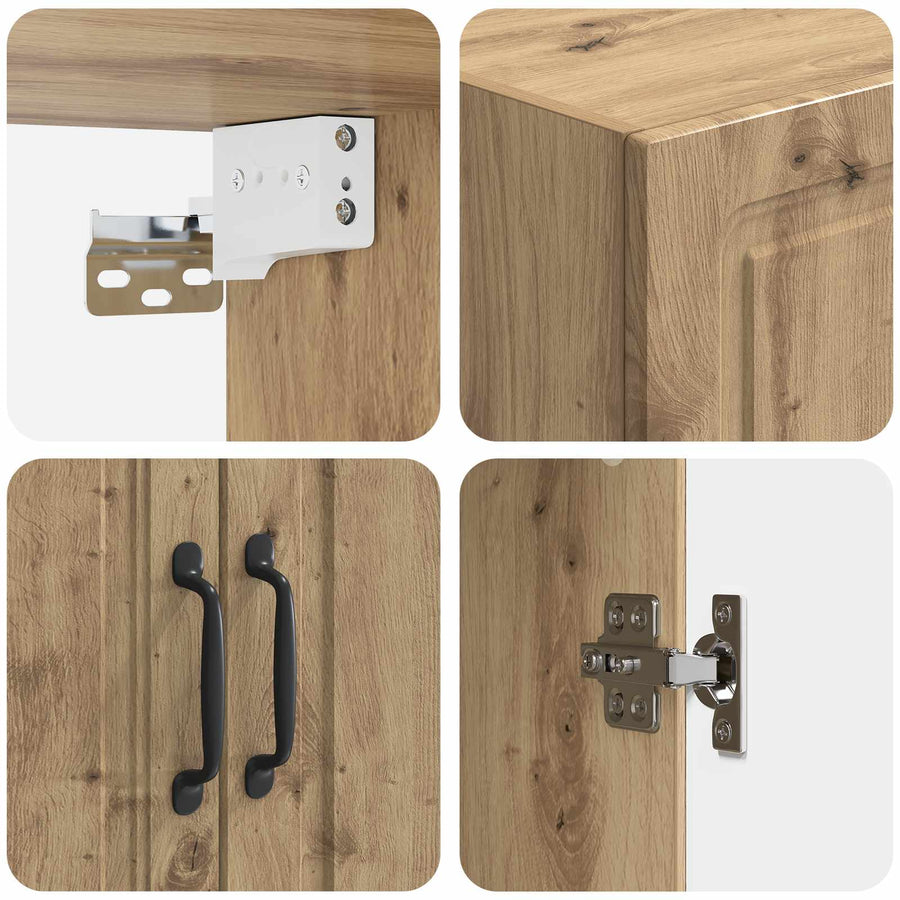 Wandkast Artisanaal eiken 59 x 31 x 60 cm Bewerkt hout