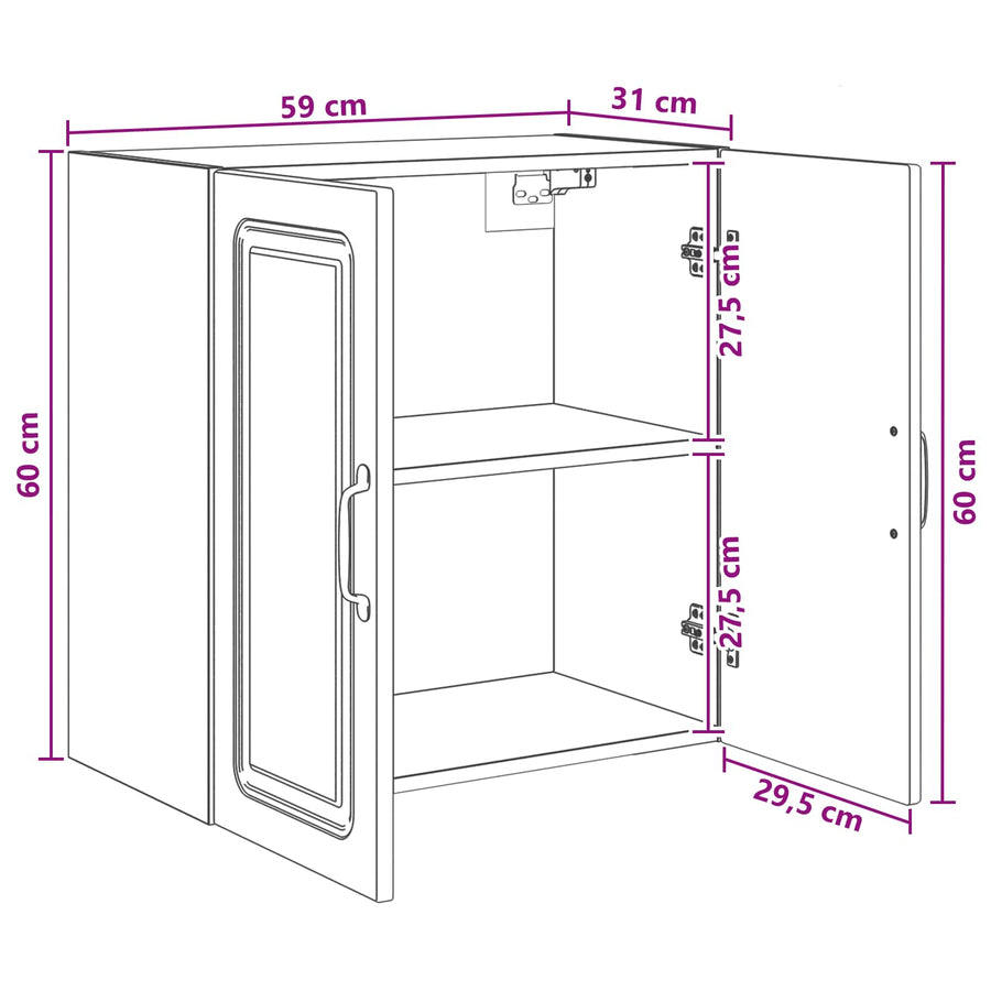 Wandkast Artisanaal eiken 59 x 31 x 60 cm Bewerkt hout