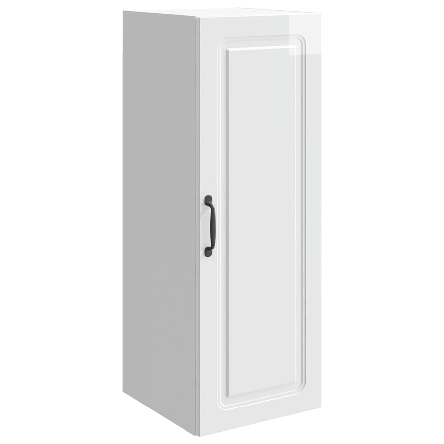 Wandkast Hoogglans Wit 33 x 34,5 x 90 cm Bewerkt hout