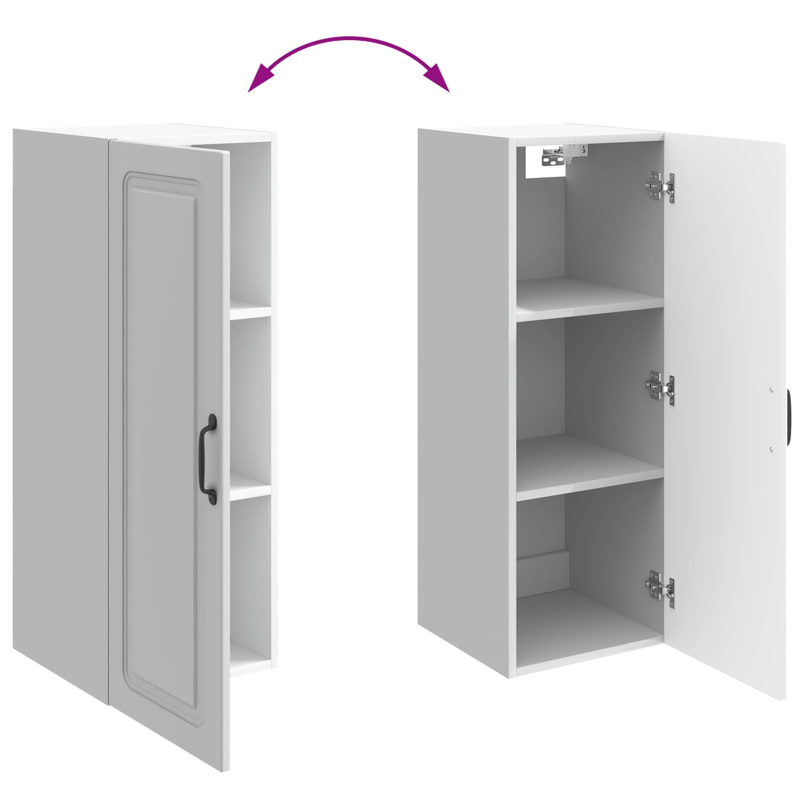 Wandkast Hoogglans Wit 33 x 34,5 x 90 cm Bewerkt hout