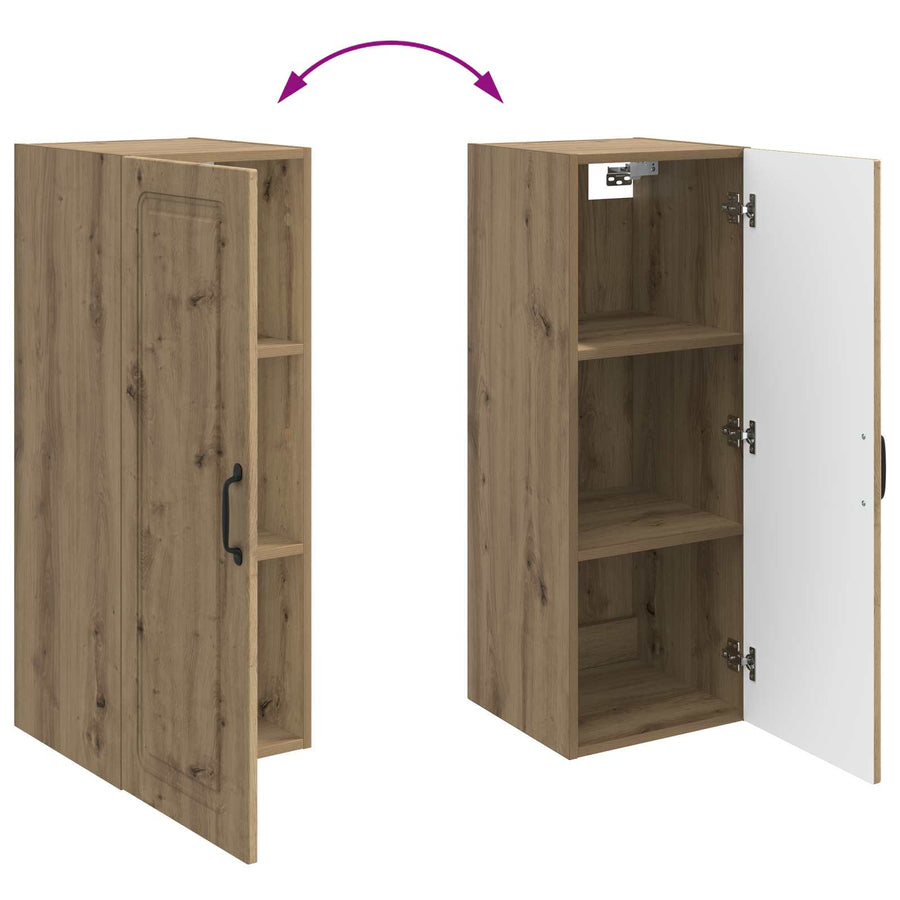 Wandkast Artisanaal eiken 33 x 34,5 x 90 cm Bewerkt hout