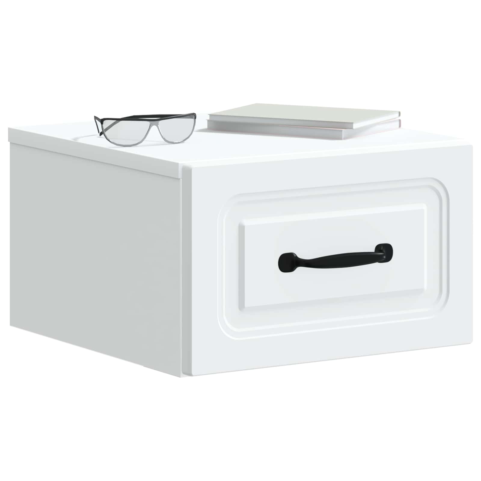 Wandbeugel Bedkast met lade Wit 34,5 x 33 x 20 cm Bewerkt hout