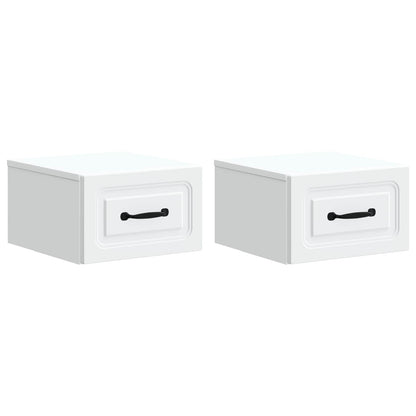 Wandbeugel Bedkast 2 pcs Wit 34,5 x 33 x 20 cm Bewerkt hout