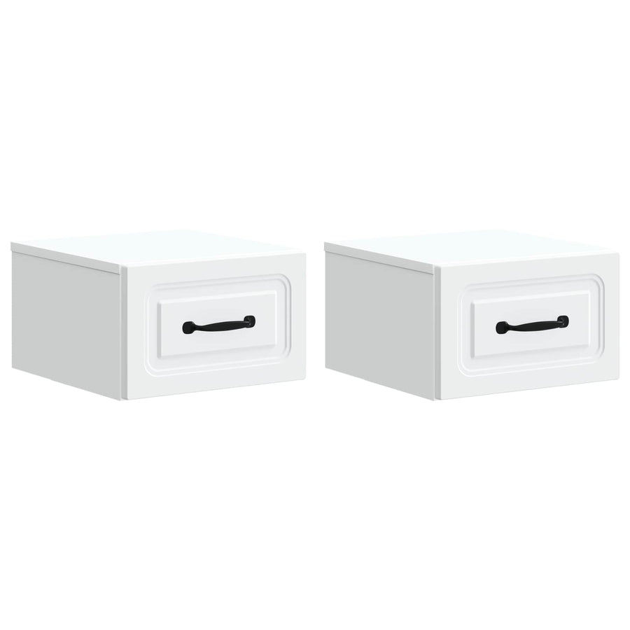 Wandbeugel Bedkast 2 pcs Wit 34,5 x 33 x 20 cm Bewerkt hout