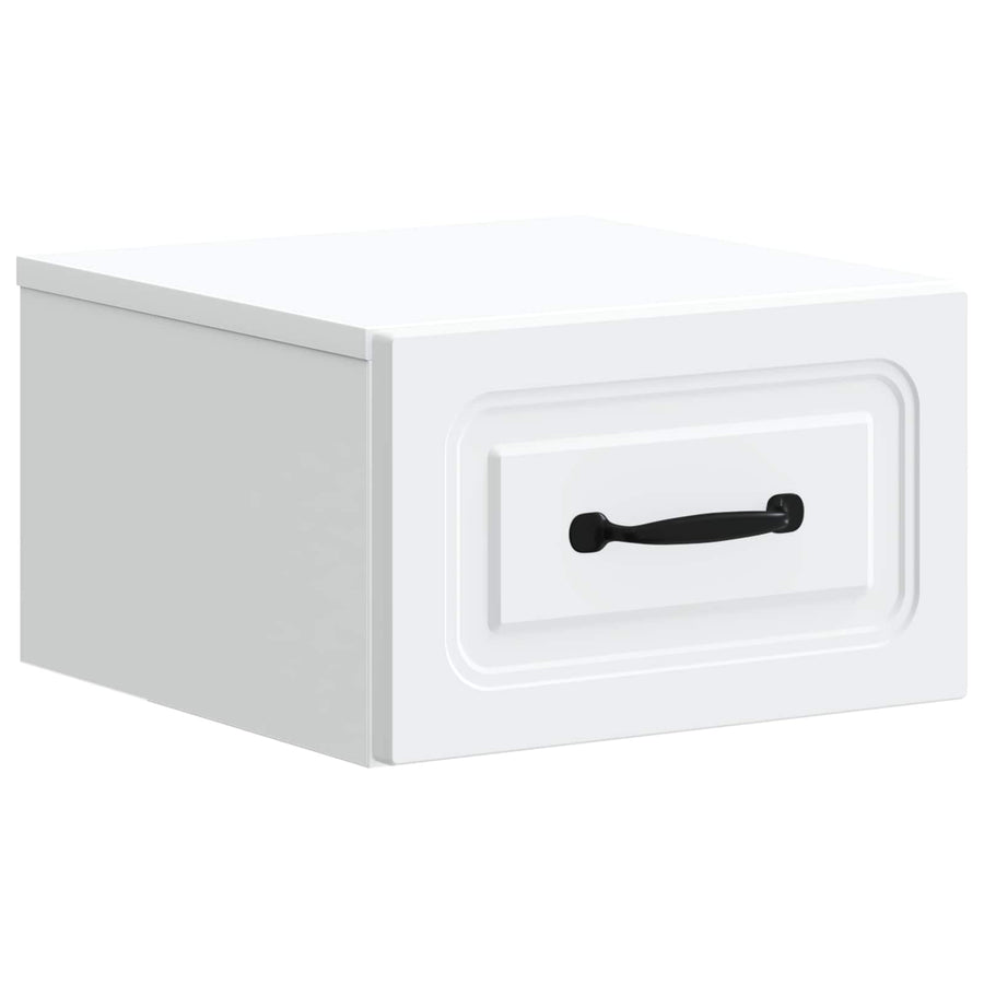 Wandbeugel Bedkast 2 pcs Wit 34,5 x 33 x 20 cm Bewerkt hout