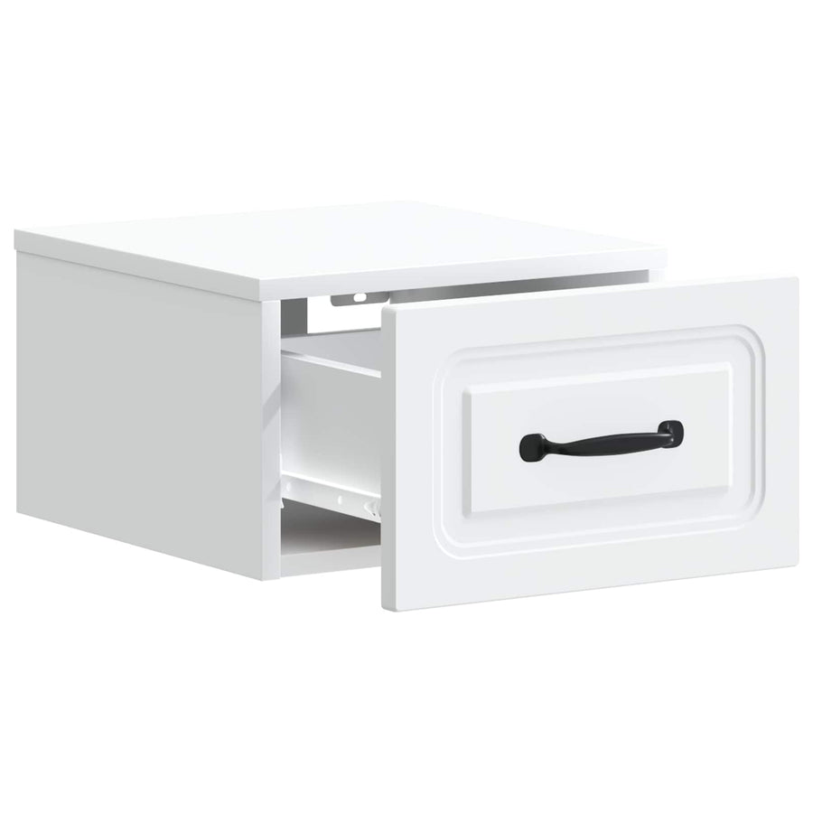 Wandbeugel Bedkast 2 pcs Wit 34,5 x 33 x 20 cm Bewerkt hout