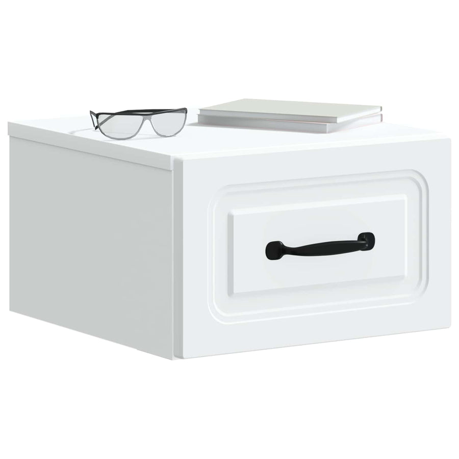 Wandbeugel Bedkast 2 pcs Wit 34,5 x 33 x 20 cm Bewerkt hout