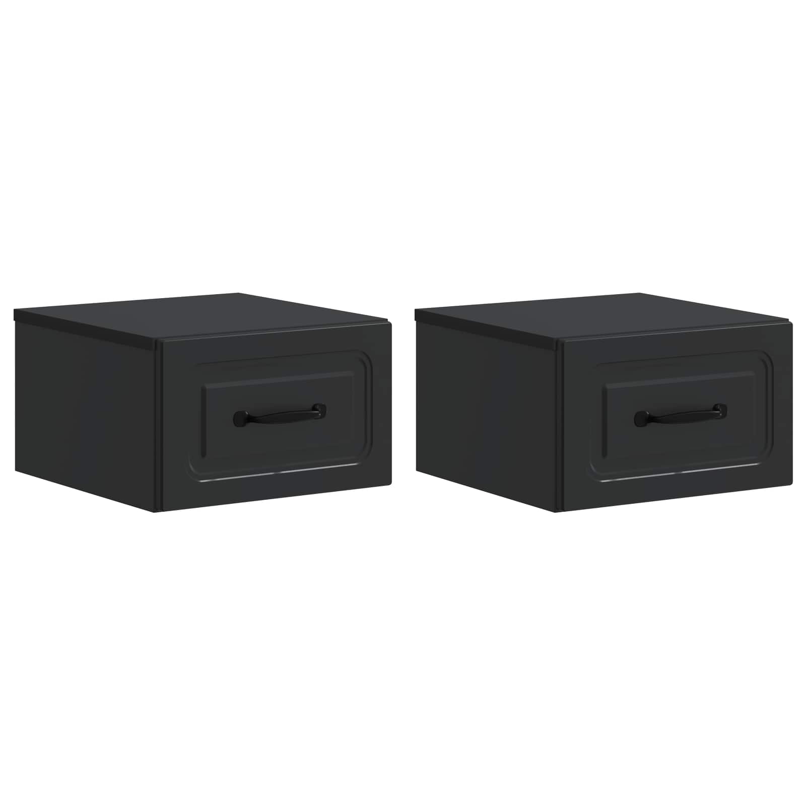Wandbeugel Bedkast 2 pcs Zwart 34,5 x 33 x 20 cm Bewerkt hout