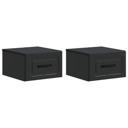 Wandbeugel Bedkast 2 pcs Zwart 34,5 x 33 x 20 cm Bewerkt hout