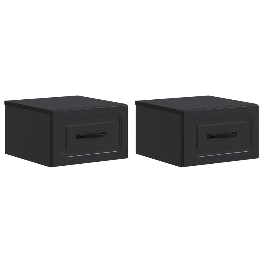 Wandbeugel Bedkast 2 pcs Zwart 34,5 x 33 x 20 cm Bewerkt hout