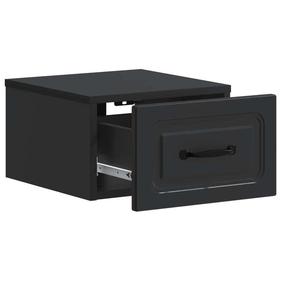 Wandbeugel Bedkast 2 pcs Zwart 34,5 x 33 x 20 cm Bewerkt hout