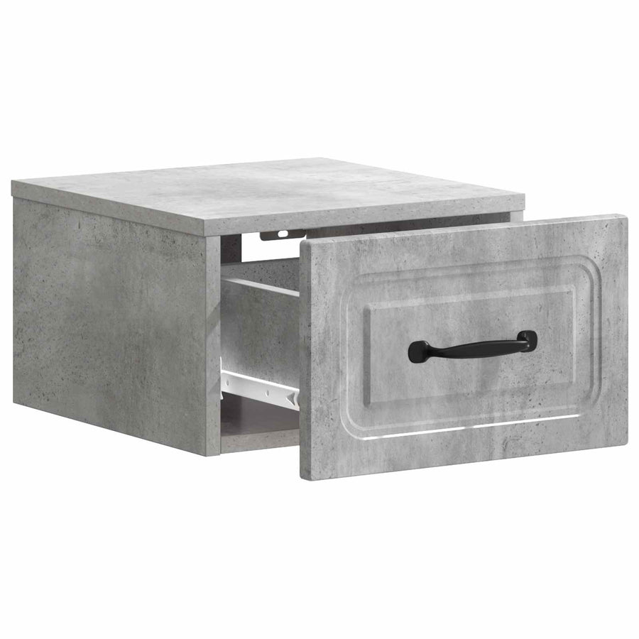 Wandbeugel Bedkast Betongrijs 34,5 x 33 x 20 cm Bewerkt hout