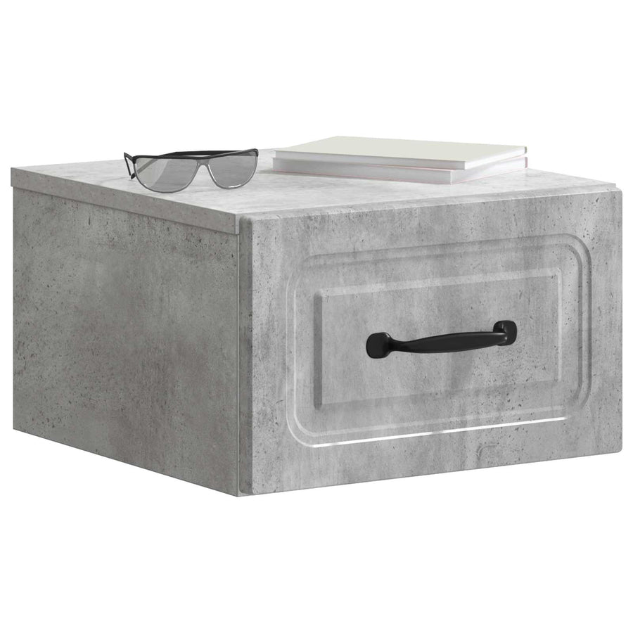 Wandbeugel Bedkast Betongrijs 34,5 x 33 x 20 cm Bewerkt hout