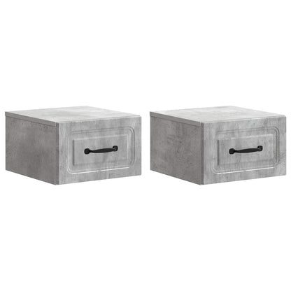 Wandbeugel Bedkast met lade 2 pcs Betongrijs 34,5 x 33 x 20 cm