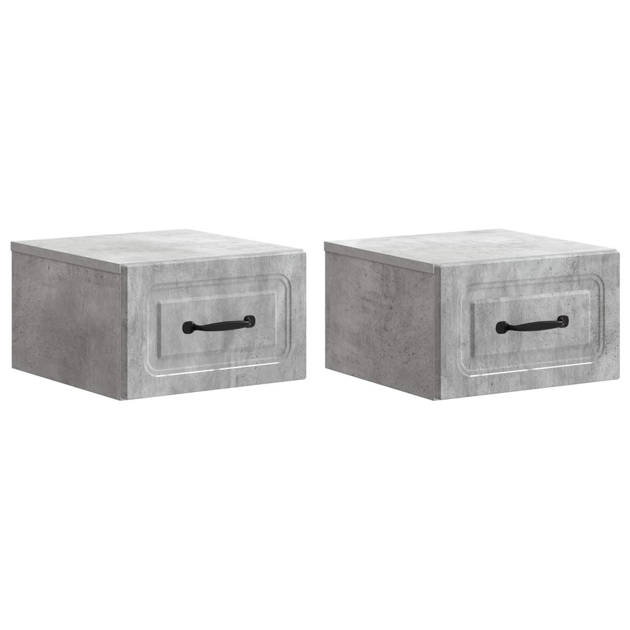 Wandbeugel Bedkast met lade 2 pcs Betongrijs 34,5 x 33 x 20 cm