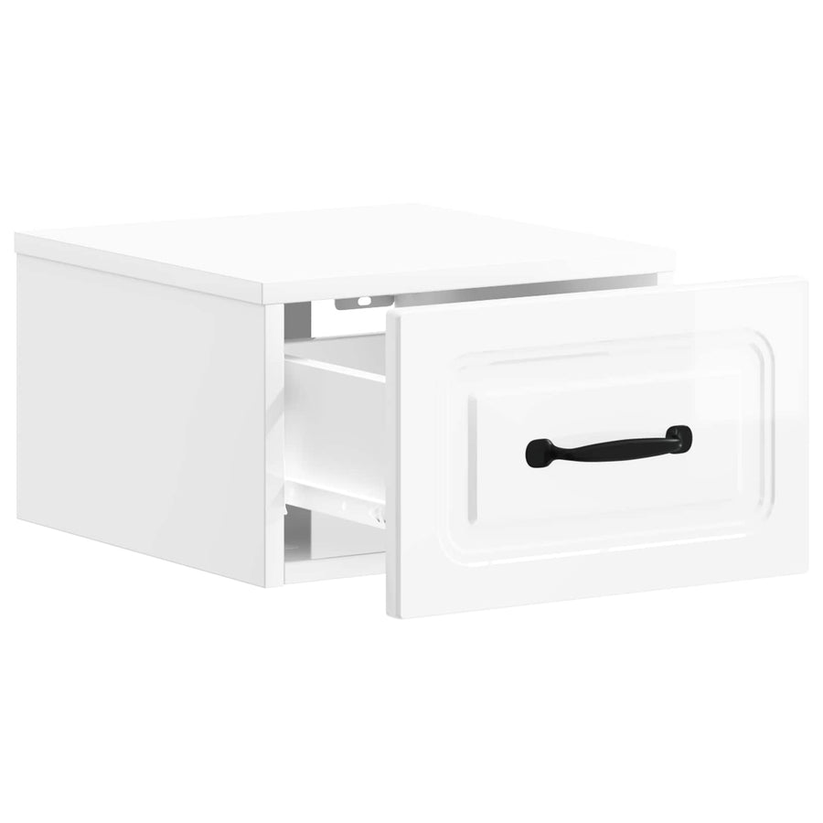 Wandbeugel Bedkast Hoogglans Wit 34,5 x 33 x 20 cm Bewerkt hout