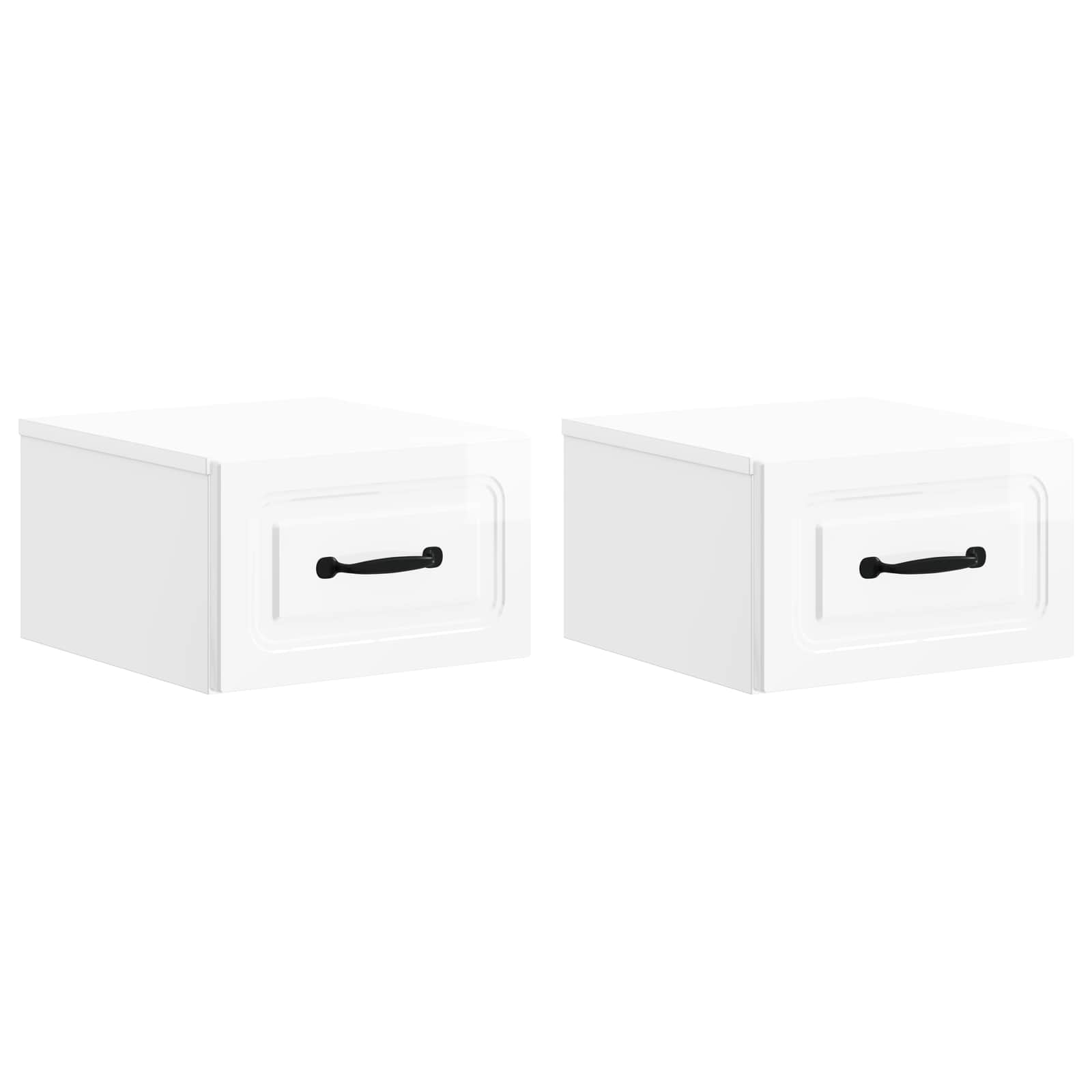 Wandbeugel Bedkast 2 pcs Hoogglans Wit 34,5 x 33 x 20 cm
