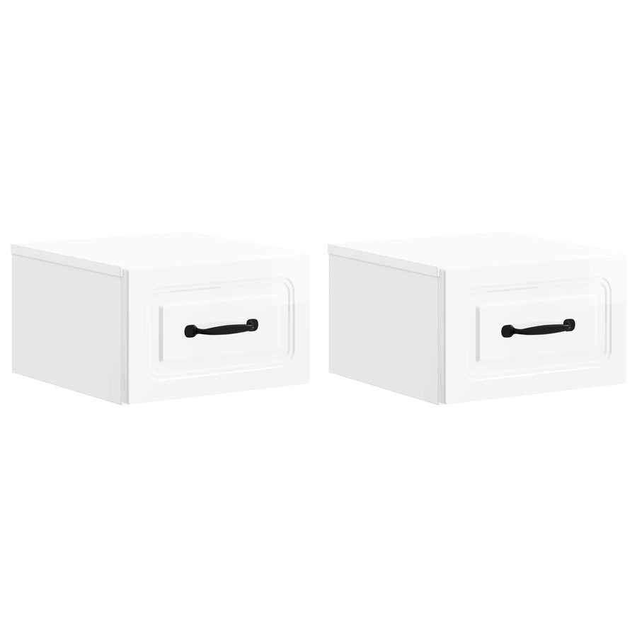 Wandbeugel Bedkast 2 pcs Hoogglans Wit 34,5 x 33 x 20 cm