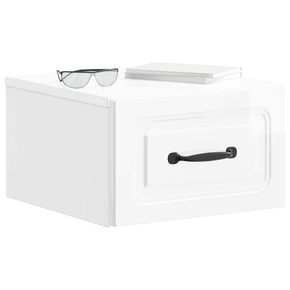 Wandbeugel Bedkast 2 pcs Hoogglans Wit 34,5 x 33 x 20 cm