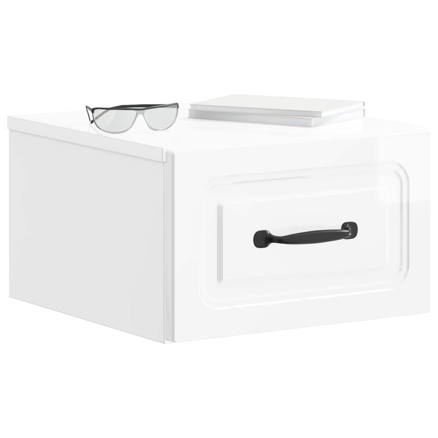 Wandbeugel Bedkast 2 pcs Hoogglans Wit 34,5 x 33 x 20 cm