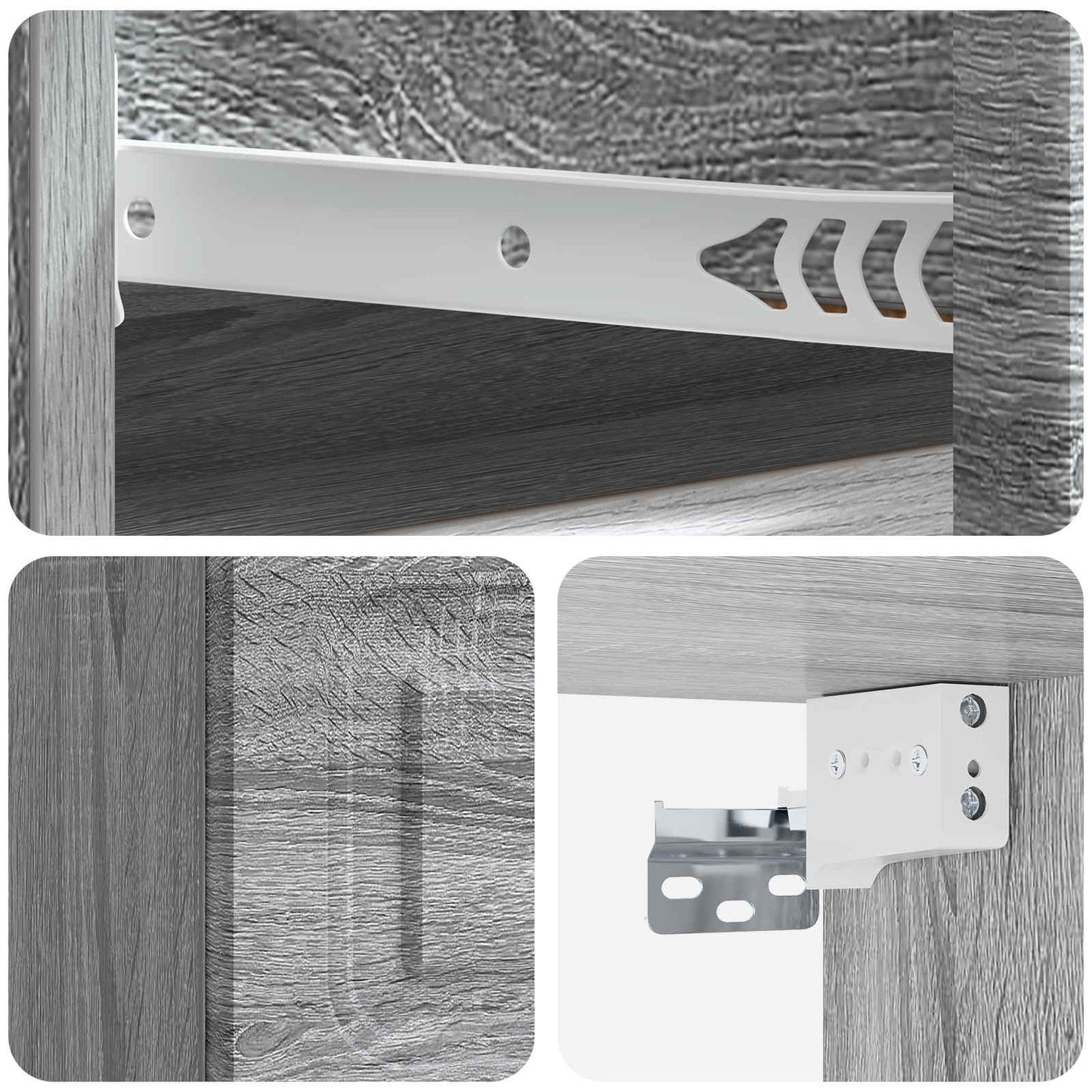 Wandbeugel Bedkast Grijs sonoma 34,5 x 33 x 20 cm Bewerkt hout